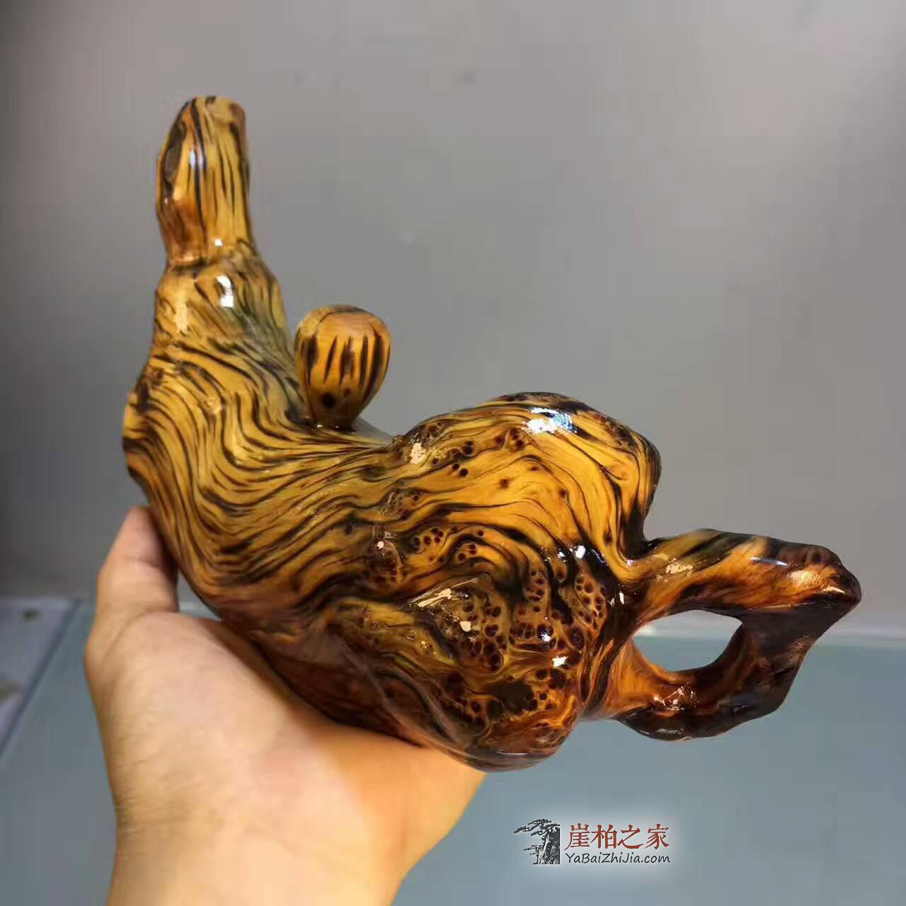 崖柏太行虎皮纹小工艺品《把把壶》造型可爱适合把玩-7