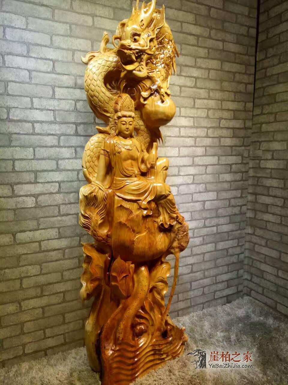 秦岭崖柏老料《祥龙自在观音》办公居家会所之摆件-8