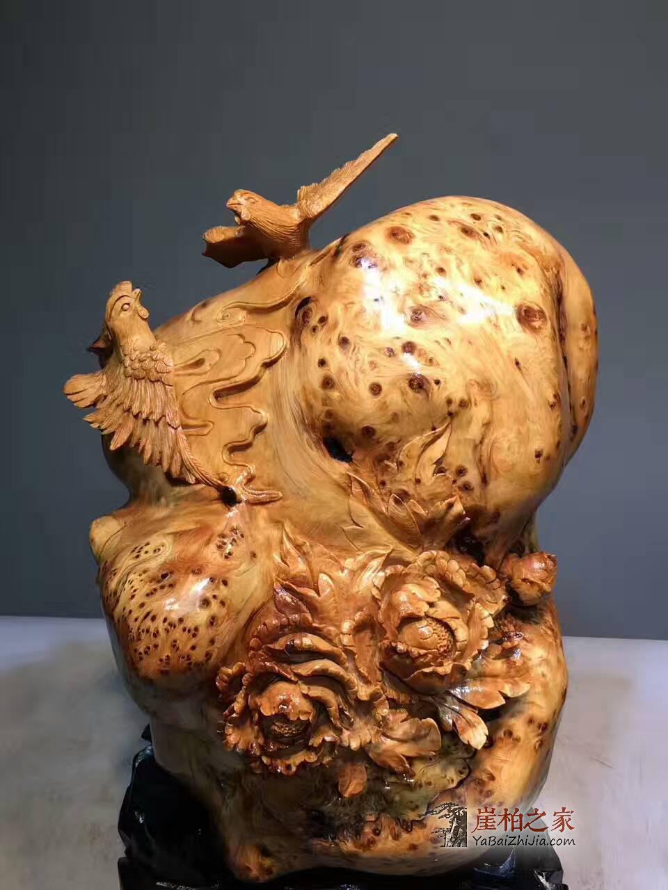 绝世精品！太行崖柏陈化料爆满雀眼细瘤根艺《双喜临门》-7