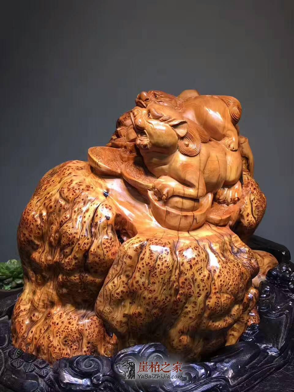 崖柏招财摆件《招财貔貅》正宗太行崖柏陈化料爆满瘤-2