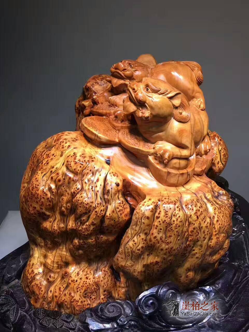 崖柏招财摆件《招财貔貅》正宗太行崖柏陈化料爆满瘤-3