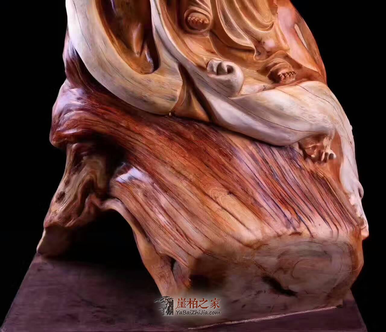 崖柏孤品摆件《福到弥勒》太行虎皮纹料精心雕琢栩栩如生-6
