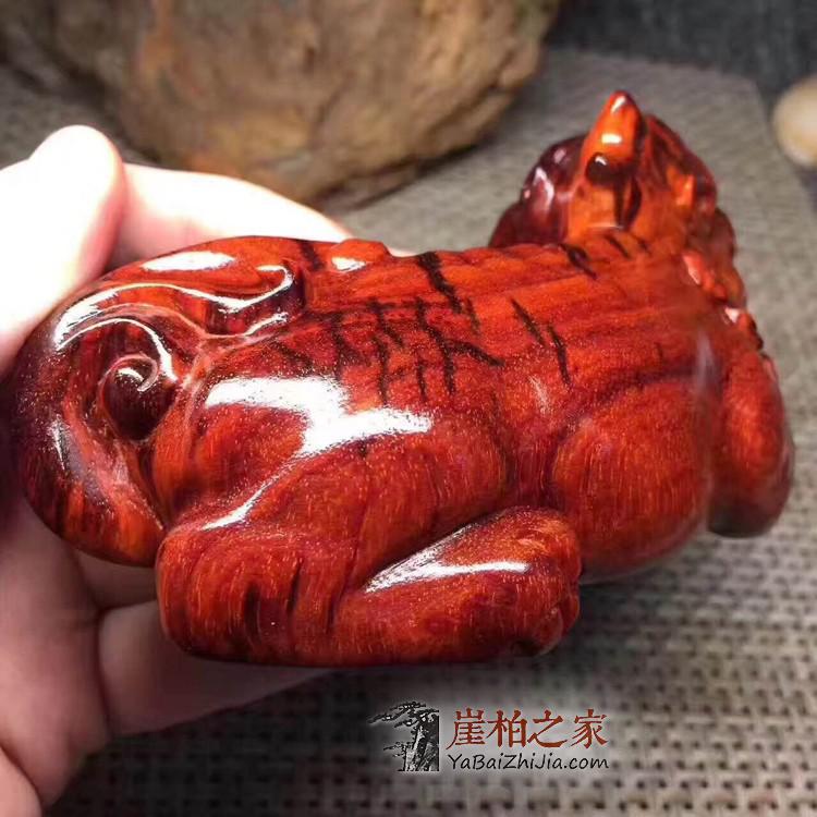 印度小叶紫檀《戏球招财貔貅》桌面小摆件，手把件！-3