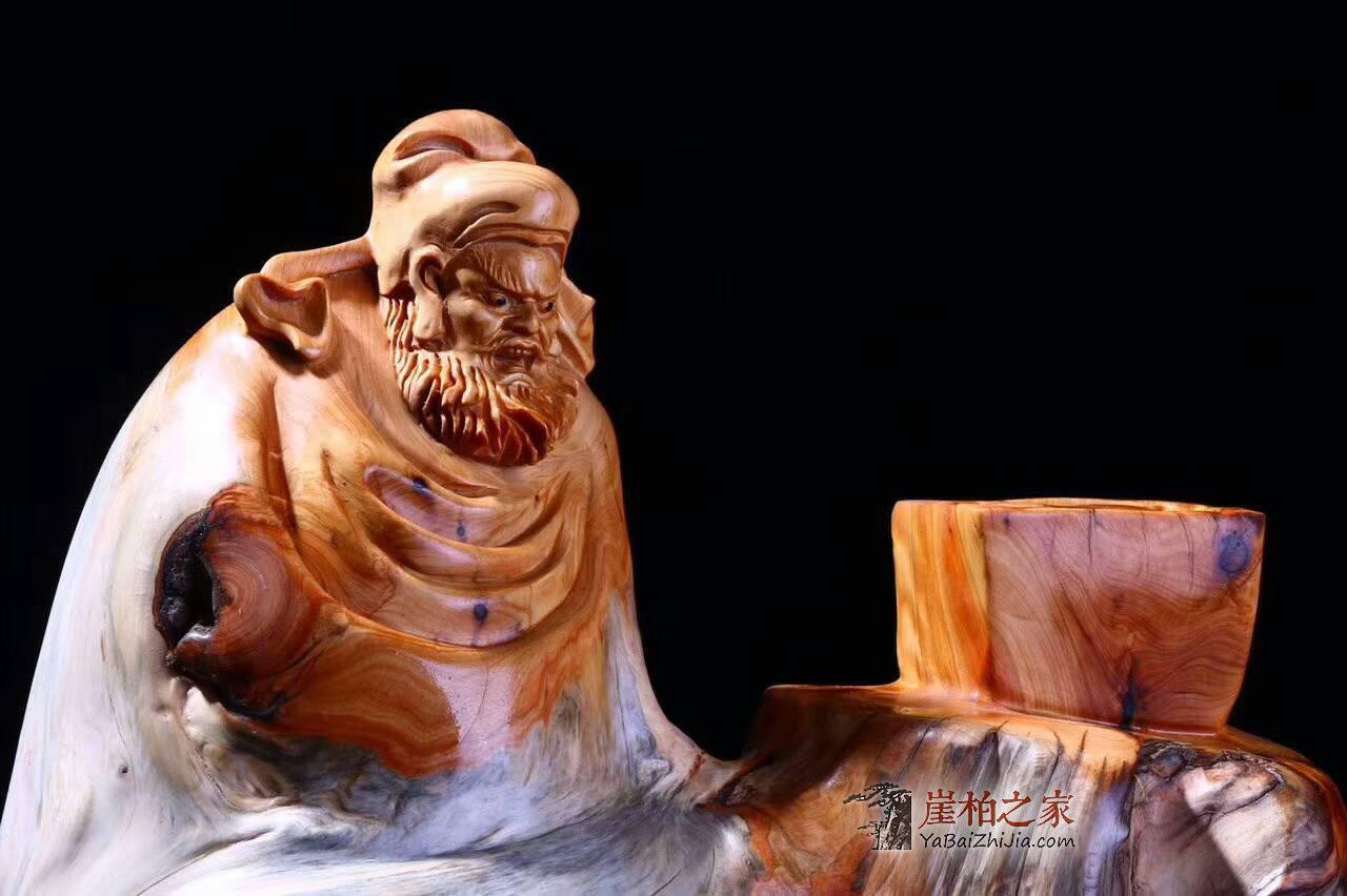 崖柏根雕摆件《天师赐福》庄严神圣带来好运品质完美收藏佳品-7