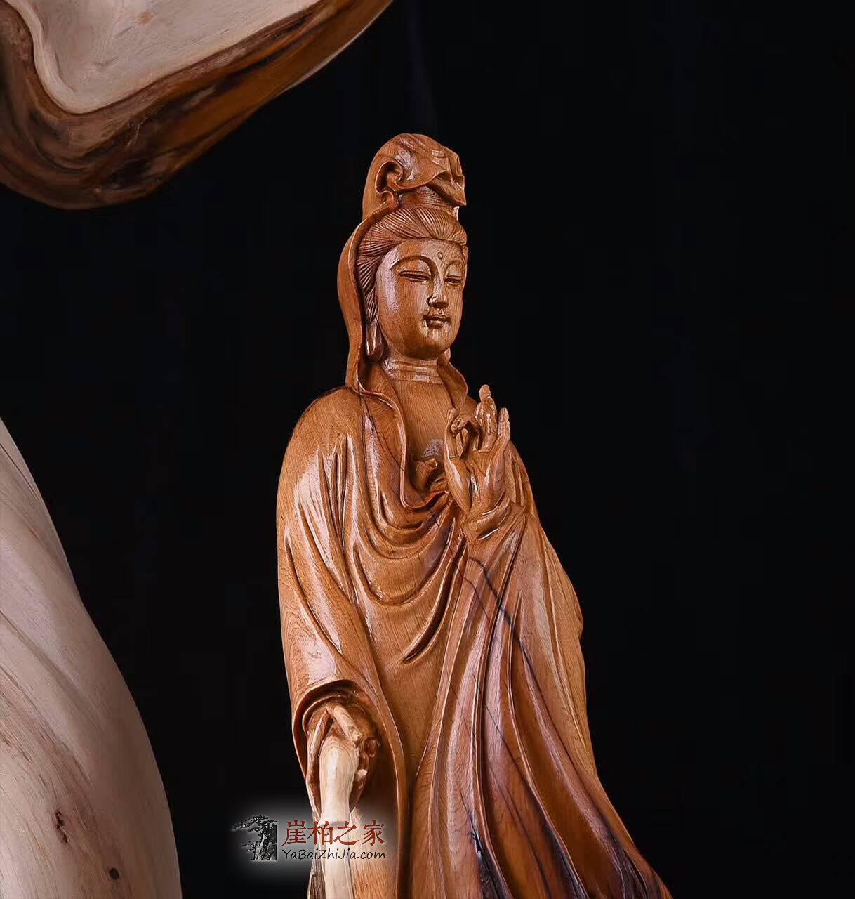 崖柏根雕《滴水观音》飘逸自然行云流水意境深远-9