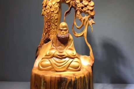 崖柏根雕佛像之《达摩》 太行陈化老料打造细腻精致