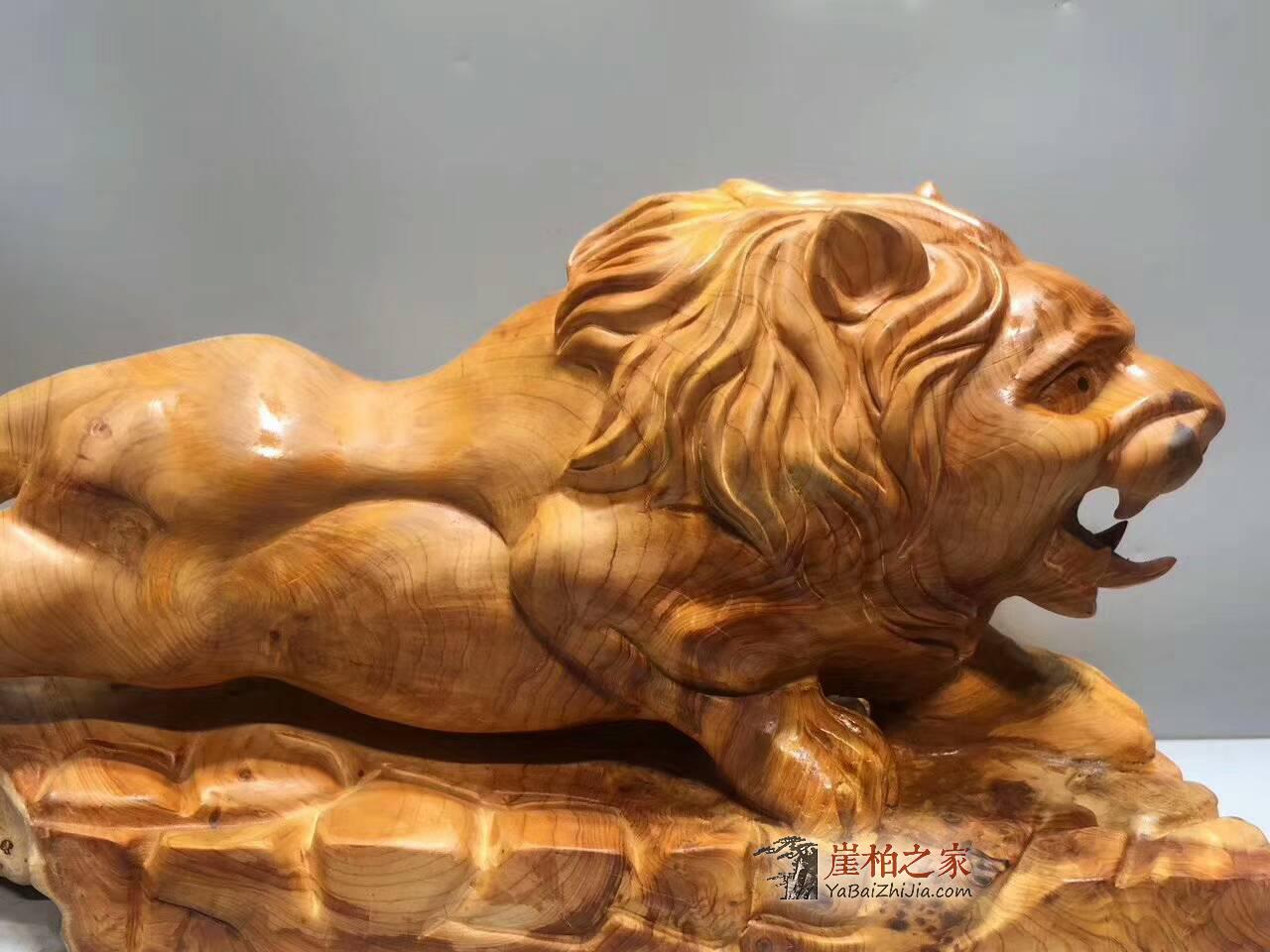 崖柏摆件工艺品《中华雄狮》霸气镇宅栩栩如生-3