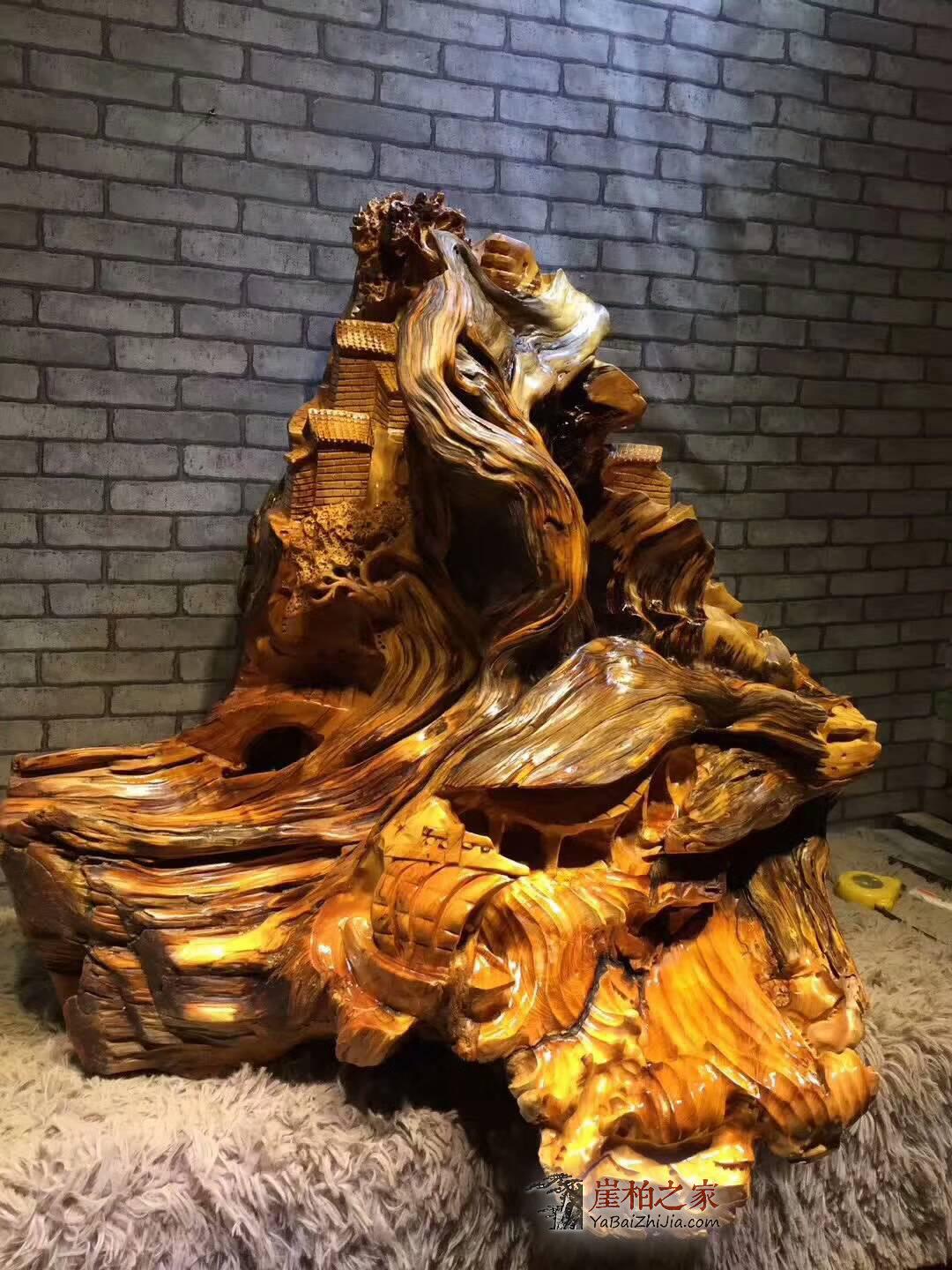 崖柏油性根雕摆件《山水画》细节精致构思巧妙送礼佳品-7