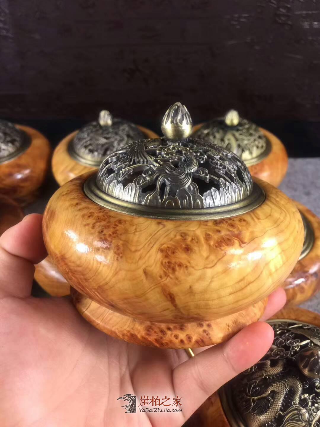 静坐打禅香炉 崖柏材质香味独特瘤疤花纹十分漂亮-4