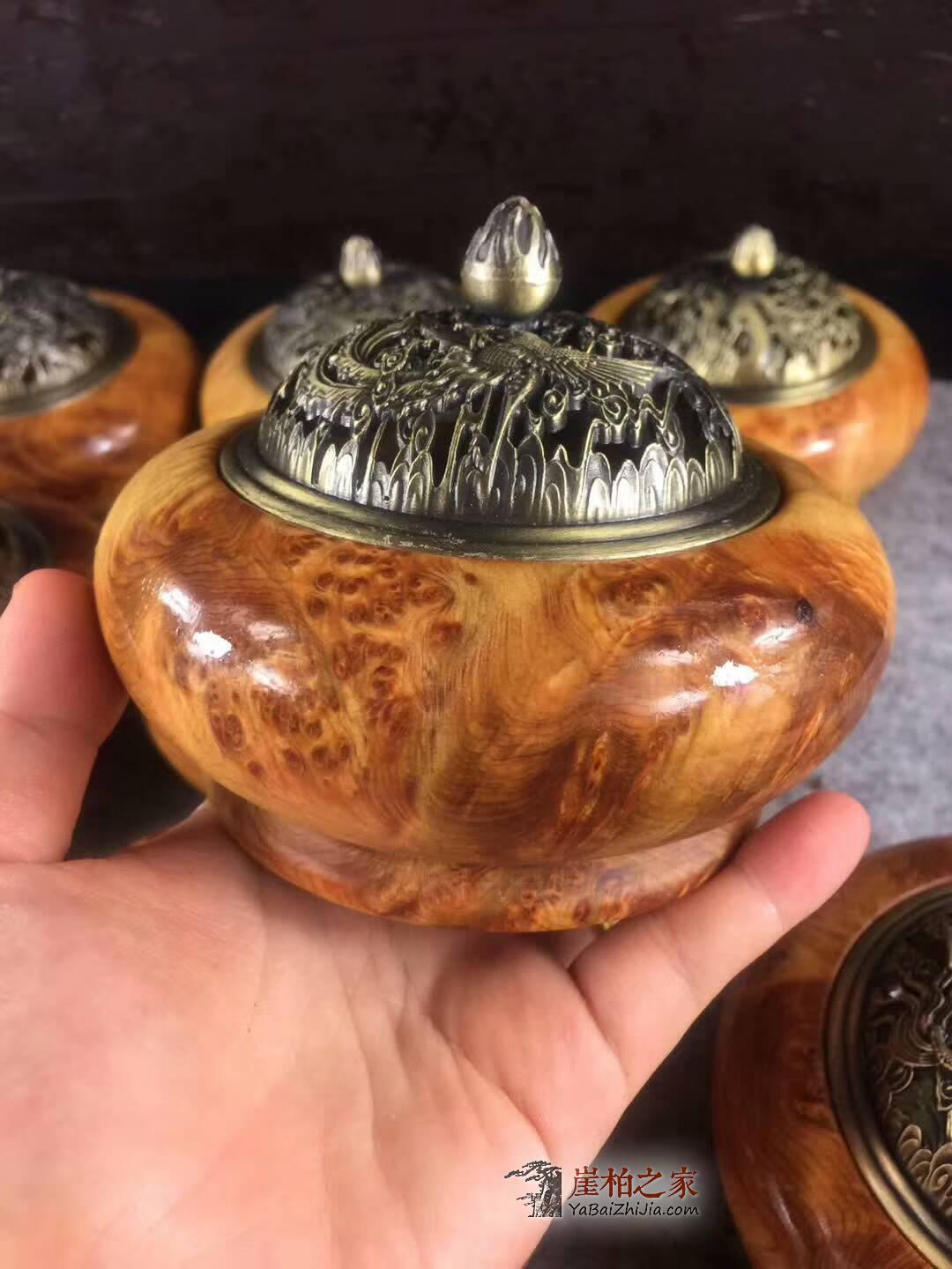 静坐打禅香炉 崖柏材质香味独特瘤疤花纹十分漂亮-6