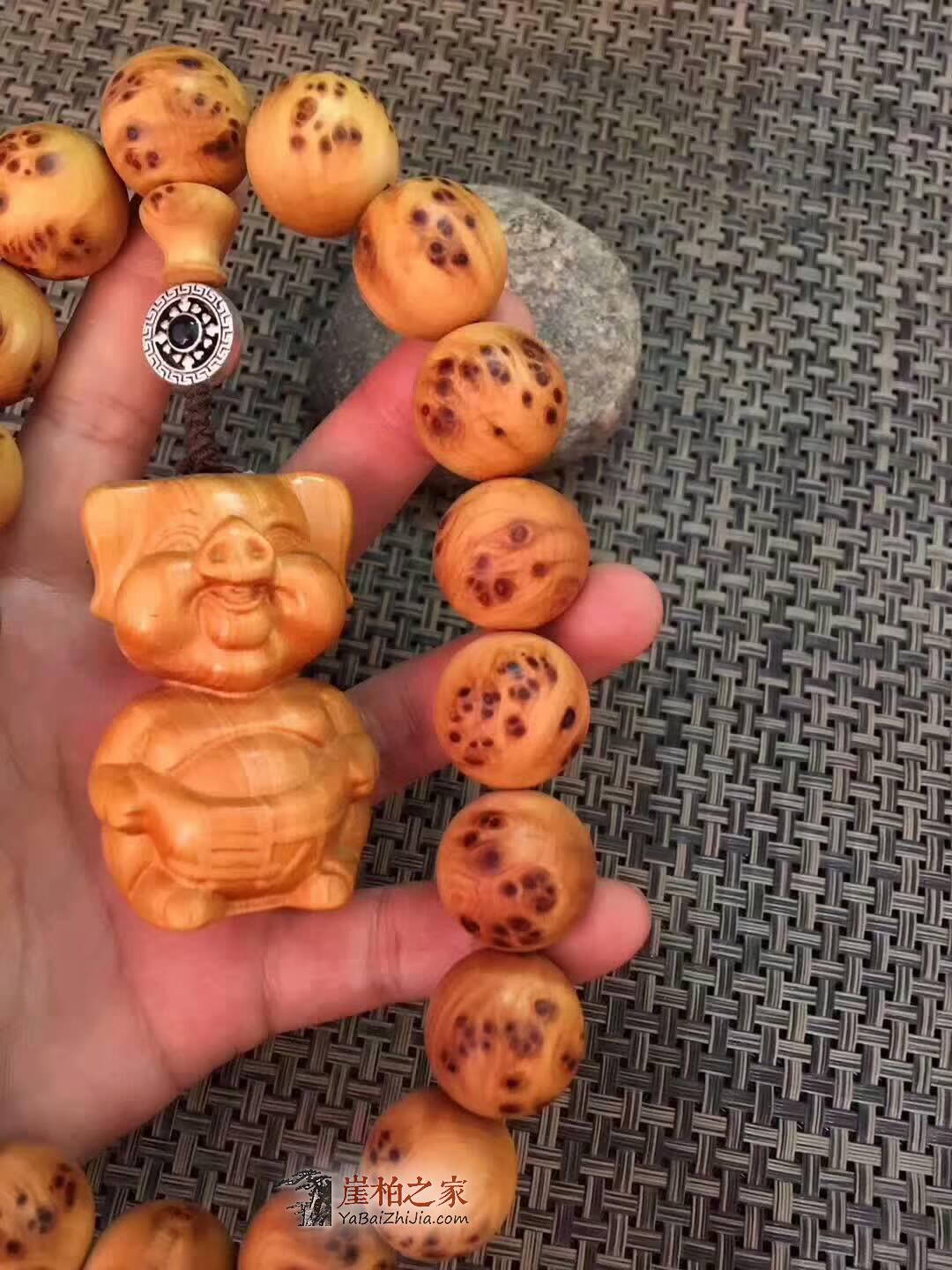 崖柏太行手串带《小财猪》吊坠把件 精美可爱下手要快-6