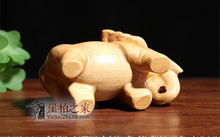 崖柏木雕摆件 吉象如意家居办公摆件实木雕刻-4