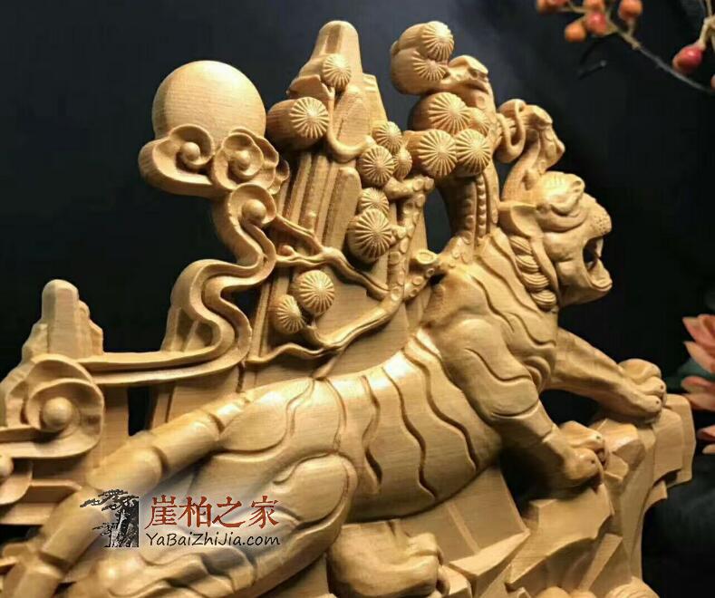 整木崖柏根雕猛虎深山珍藏送礼木质工艺品摆件-5