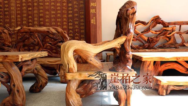 木雕与家具的结合,用艺术手法来创作中国家居生活,崖柏最霸气!-2