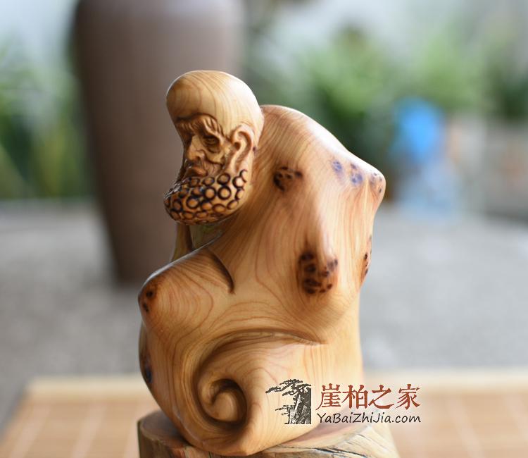 太行崖柏达摩弥勒寿星手把件摆件崖柏原木手工艺品-2