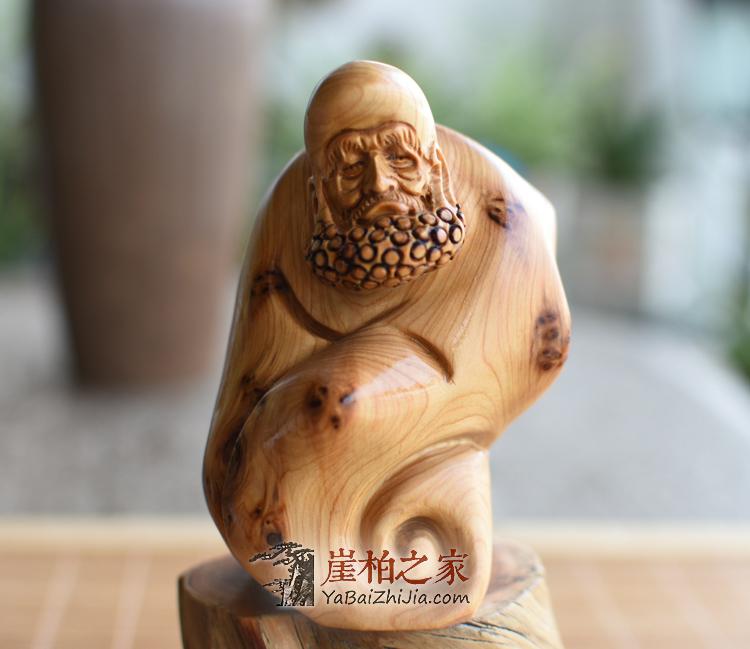 太行崖柏达摩弥勒寿星手把件摆件崖柏原木手工艺品-1