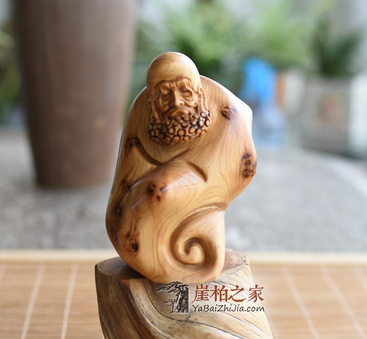 太行崖柏达摩弥勒寿星手把件摆件崖柏原木手工艺品-3