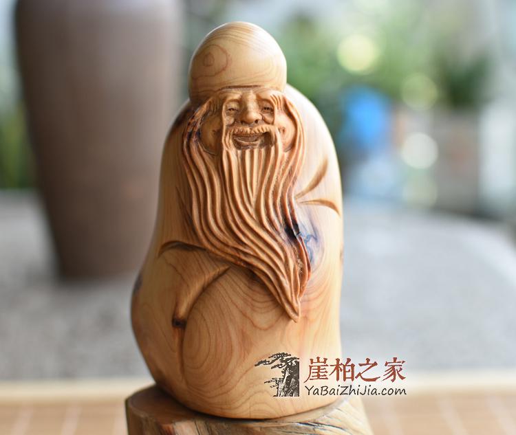 太行崖柏达摩弥勒寿星手把件摆件崖柏原木手工艺品-19