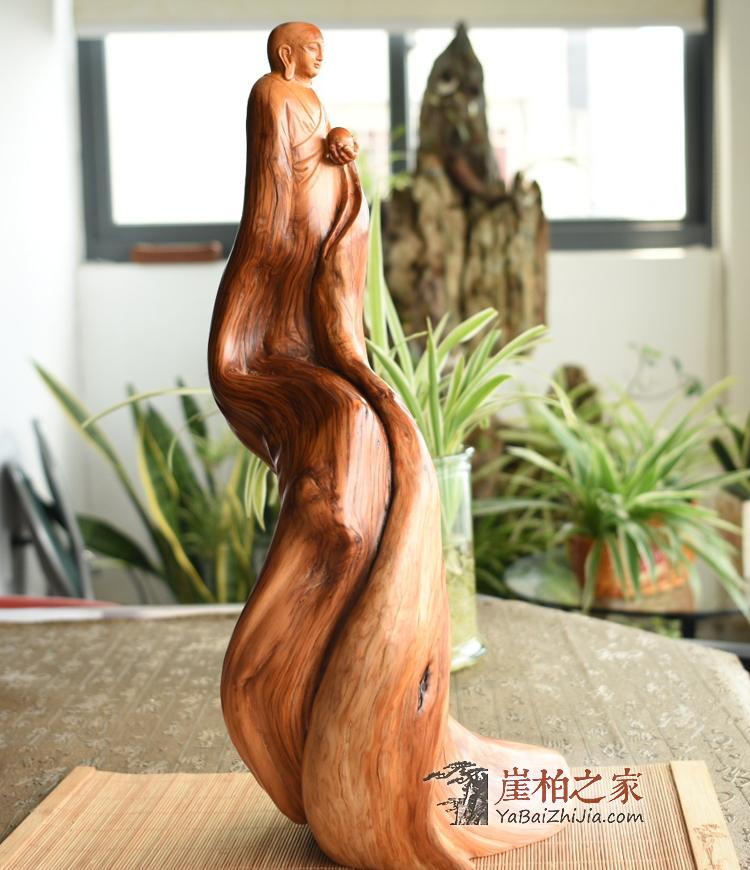 太行崖柏根雕手工雕刻地藏菩萨摆件木雕陈化美虎皮纹-2