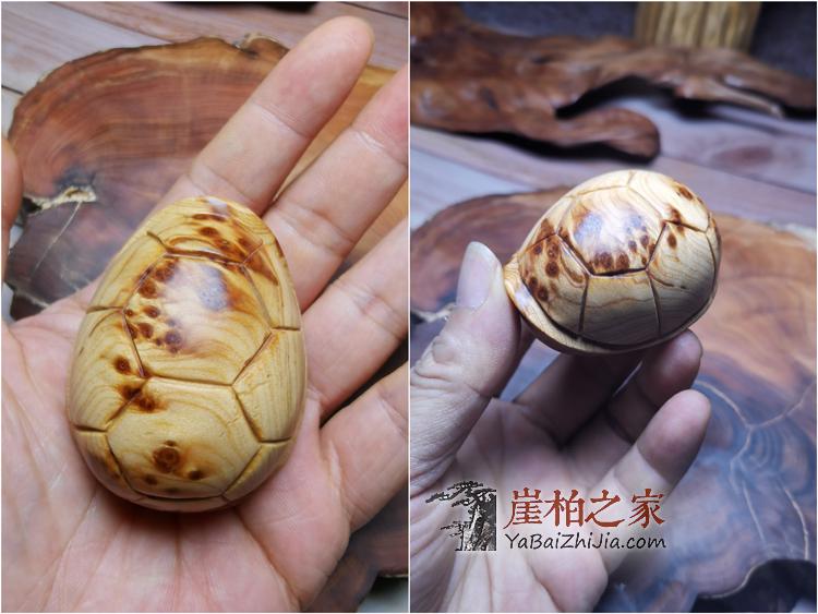 太行崖柏满瘤疤火焰纹手工富甲天下寿龟手把件木雕原木摆件-4