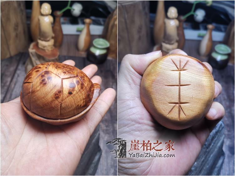 太行崖柏满瘤疤火焰纹手工富甲天下寿龟手把件木雕原木摆件-12