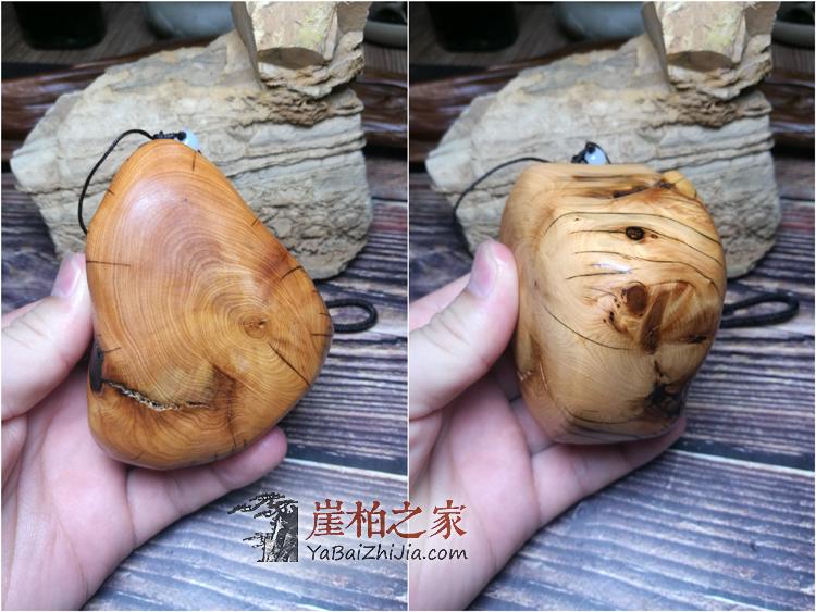 太行崖柏陈化瘤疤虎皮纹红油雀眼随型手把件木雕工艺品摆件-4